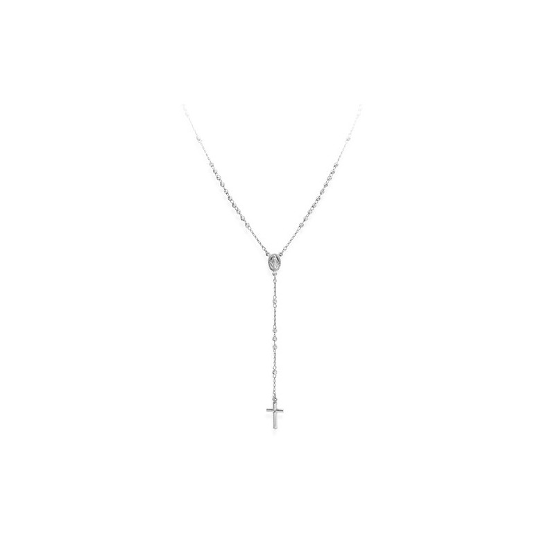 ROSARIO CLASSICO ARGENTO DIAMANTATO DONNA AMEN