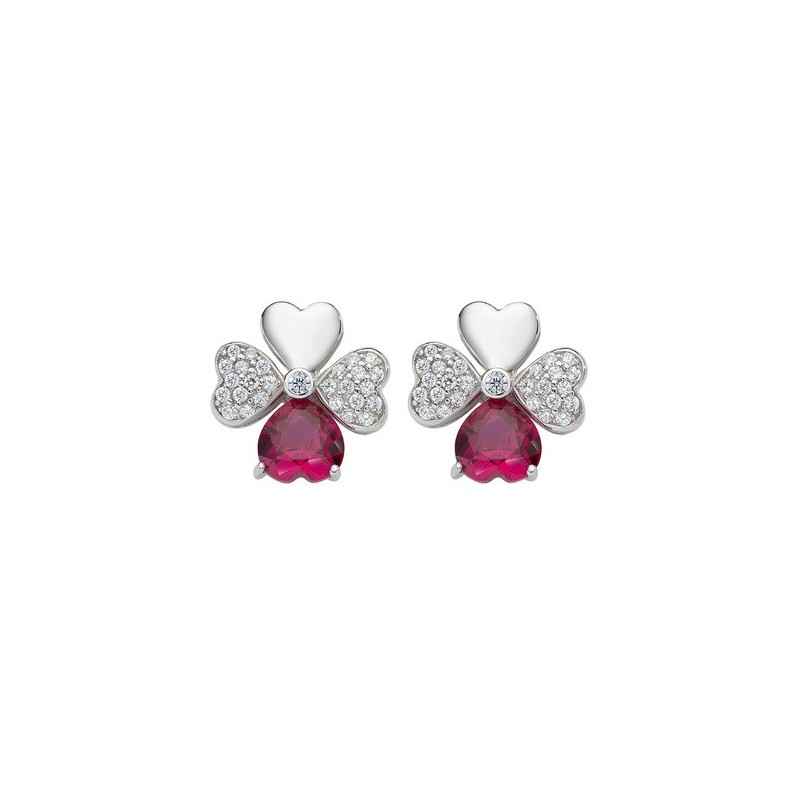 ORECCHINI QUADRICUORE ZIRCONI BIANCHI E RUBINO DONNA AMEN ORECCHINI QUADRICUORE ZIRCONI BIANCHI E RUBINO DONNA AMEN