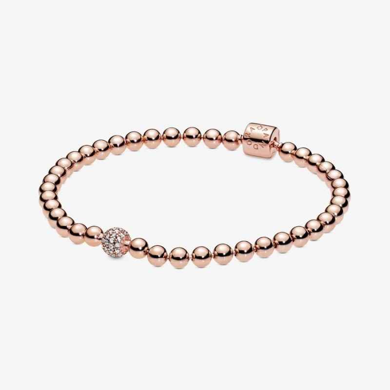 BRACCIALE SFERE E PAVE' PLACCATO ORO ROSA DONNA PANDORA BRACCIALE SFERE E PAVE' PLACCATO ORO ROSA DONNA PANDORA