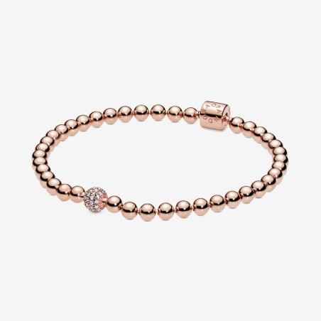 BRACCIALE SFERE E PAVE' PLACCATO ORO ROSA DONNA PANDORA  588342CZ-19 PANDORA