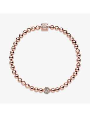 BRACCIALE SFERE E PAVE' PLACCATO ORO ROSA DONNA PANDORA  588342CZ-19 PANDORA