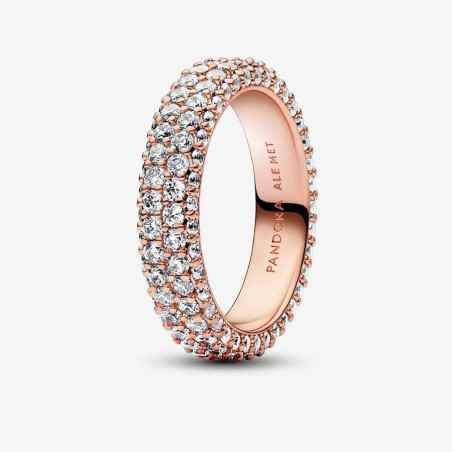 ANELLO PAVE' FASCIA DOPPIA PVD ORO ROSA PANDORA 182629C01-60 PANDORA