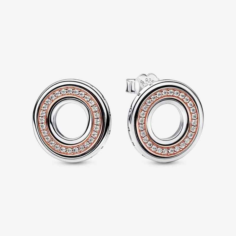 ORECCHINI LOGO E PAVE' BICOLORE DONNA PANDORA ORECCHINI LOGO E PAVE' BICOLORE DONNA PANDORA