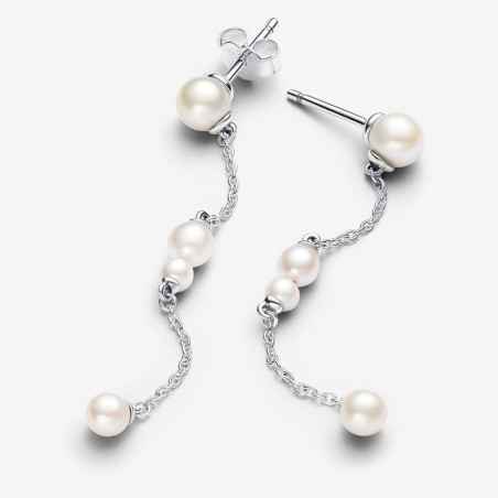 ORECCHINI PENDENTI CATENA E PERLE DONNA PANDORA 