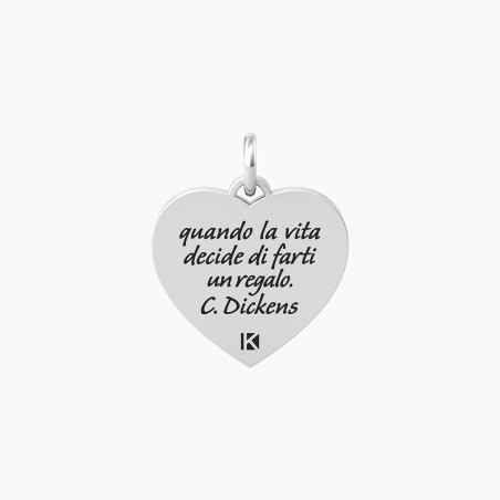 CIONDOLO CUORE FRASE DICKENS CUORE VITA KIDULT