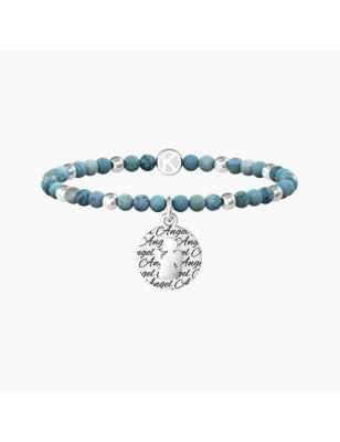 BRACCIALE ELASTICO CON AGATA AZZURRA E ANGELO KIDULT 732140 KIDULT