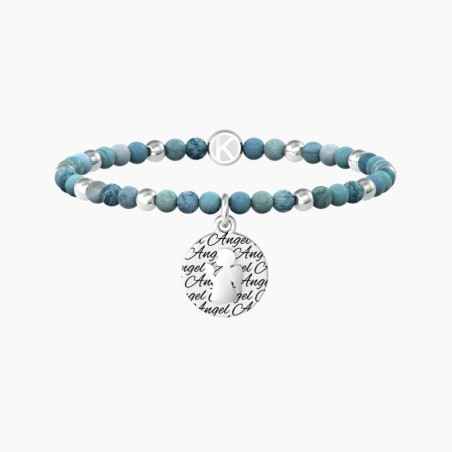 BRACCIALE ELASTICO CON AGATA AZZURRA E ANGELO KIDULT 732140 KIDULT