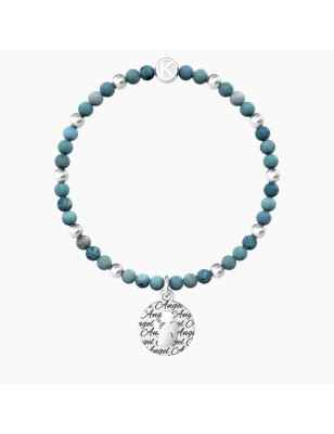 BRACCIALE ELASTICO CON AGATA AZZURRA E ANGELO KIDULT 732140 KIDULT