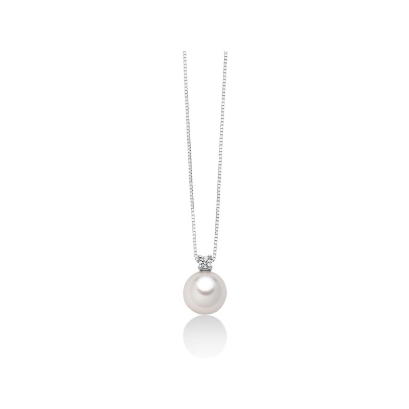 COLLANA PERLA AKOYA DIAMANTE DONNA MILUNA LE PERLE COLLANA PERLA AKOYA DIAMANTE DONNA MILUNA LE PERLE