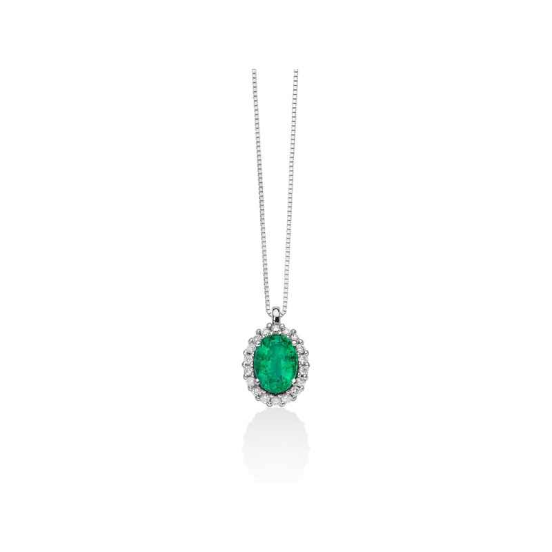 COLLANA SMERALDO OVALE DIAMANTI DONNA MILUNA LE GEMME COLLANA SMERALDO OVALE DIAMANTI DONNA MILUNA LE GEMME