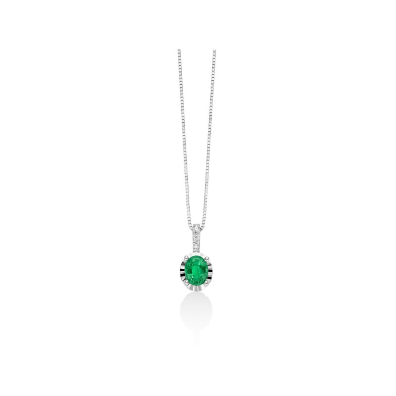 COLLANA PENDENTE SMERALDO OVALE DIAMANTI DONNA MILUNA LE GEMME COLLANA PENDENTE SMERALDO OVALE DIAMANTI DONNA MILUNA LE GEMME