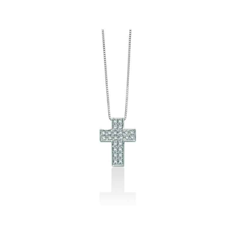 COLLANA IN ORO CON CROCE DONNA MILUNA I DIAMANTI