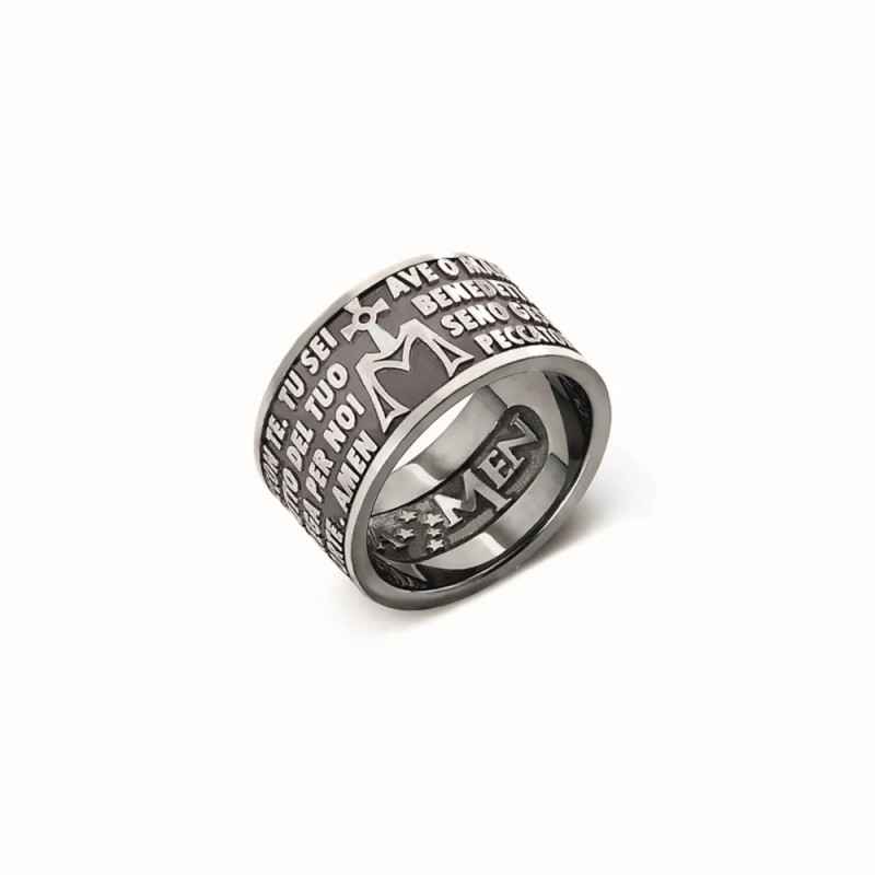 ANELLO IN ARGENTO BRUNITO AVE MARIA UOMO-DONNA AMEN ANELLO IN ARGENTO BRUNITO AVE MARIA UOMO-DONNA AMEN