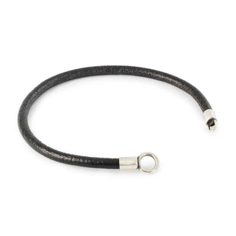 BRACCIALE IN PELLE ARGENTO NERO 18CM TROLLBEADS BRACCIALE IN PELLE ARGENTO NERO 18CM TROLLBEADS