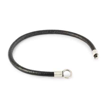 BRACCIALE IN PELLE ARGENTO NERO 18CM TROLLBEADS TLEBR-00082 TROLLBEADS
