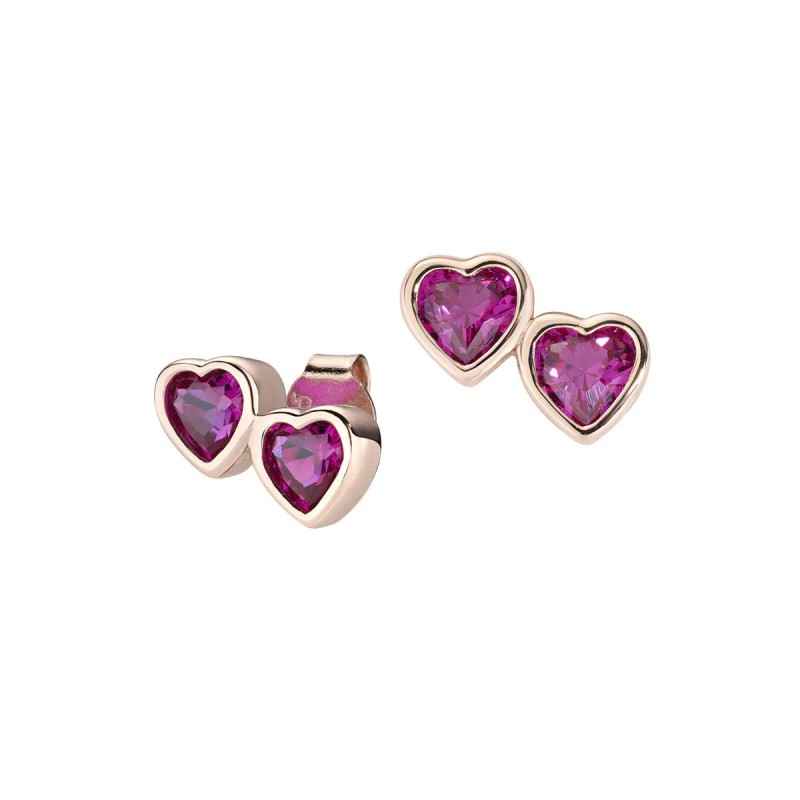 ORECCHINI DUE CUORI RUBINO DONNA AMEN ORECCHINI DUE CUORI RUBINO DONNA AMEN
