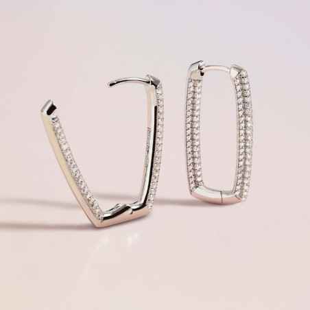 ORECCHINI RETTANGOLARI IN ARGENTO DONNA ROSATO 