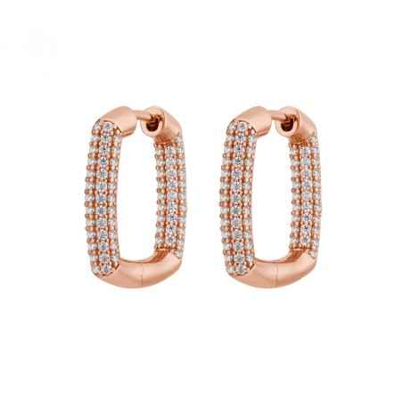 ORECCHINI QUADRATI ARGENTO PLACCATO ORO ROSA ROSATO RZBI22 ROSATO