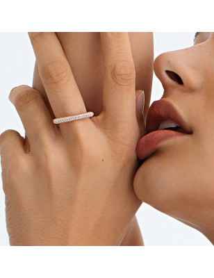 ANELLO QUADRATO ARGENTO PLACCATO ORO ROSA ROSATO