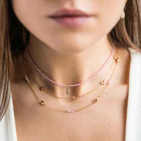 GIROCOLLO PEPITE E PIETRE ROSA DONNA RUE DES MILLE