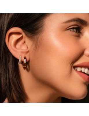 ORECCHINI HOOPS OTTAGONO CON ZIRCONI RUE DES MILLE