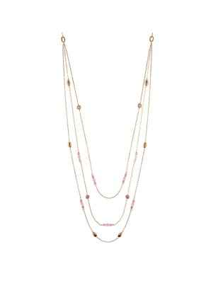 COLLANA LUNGA 3 FILI PEPITE E PIETRE ROSA RUE DES MILLE CLZ-014 M2 AU RUE DES MILLE