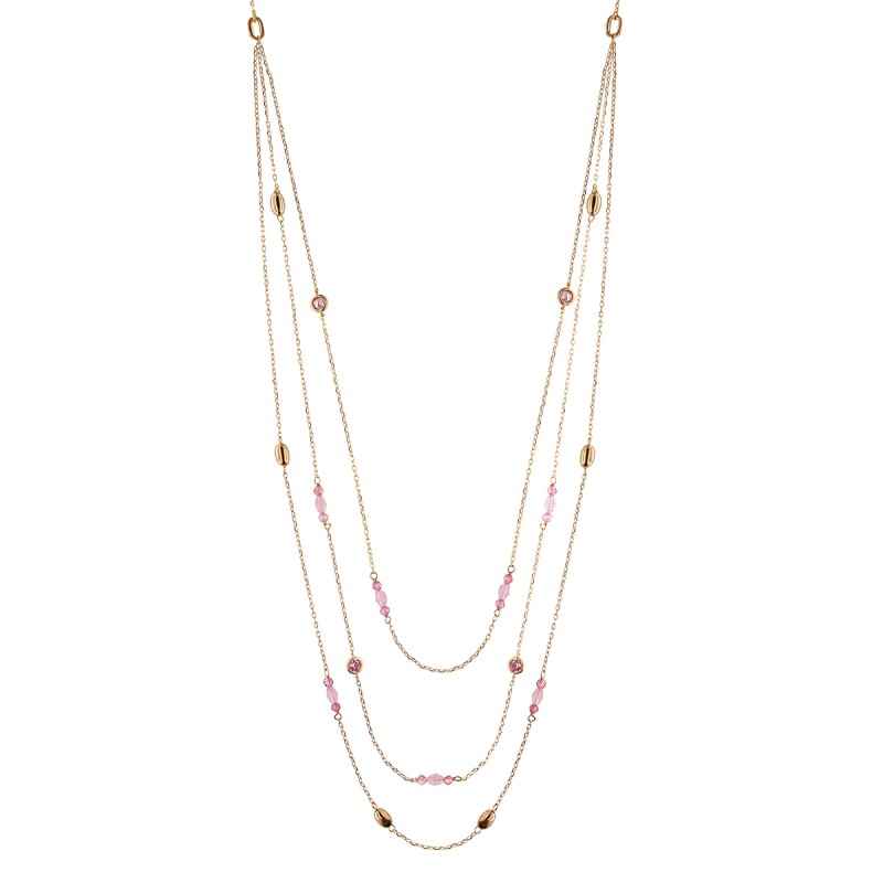 COLLANA LUNGA 3 FILI PEPITE E PIETRE ROSA RUE DES MILLE COLLANA LUNGA 3 FILI PEPITE E PIETRE ROSA RUE DES MILLE
