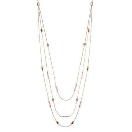 COLLANA LUNGA 3 FILI PEPITE E PIETRE ROSA RUE DES MILLE CLZ-014 M2 AU RUE DES MILLE