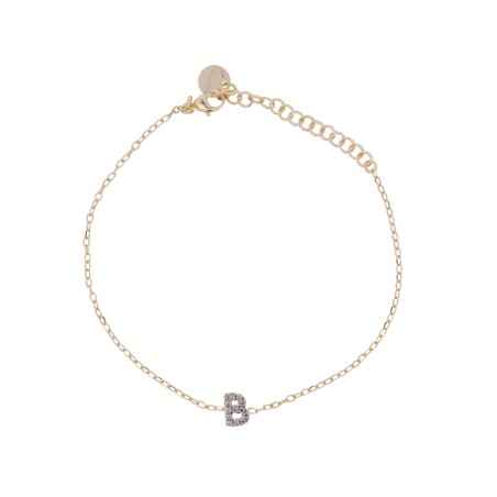 BRACCIALE LETTERA B CON ZIRCONI DONNA RUE DES MILLE  BRZ-011 INIZ AU B RUE DES MILLE