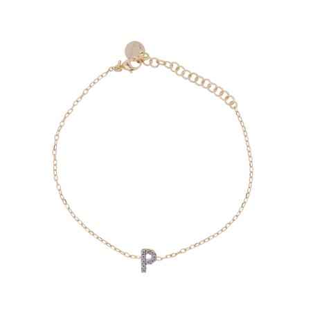 BRACCIALE LETTERA P CON ZIRCONI DONNA RUE DES MILLE  BRZ-011 INIZ AU P RUE DES MILLE