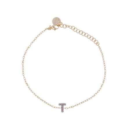 BRACCIALE LETTERA T CON ZIRCONI DONNA RUE DES MILLE  BRZ-011 INIZ AU T RUE DES MILLE