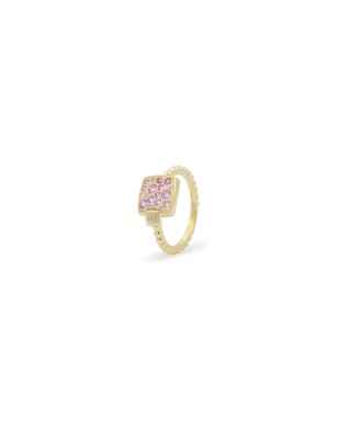 ANELLO QUADRATO PAVE' ROSA MIS.13 RUE DES MILLE ANZ-018 M1 TV C AU RUE DES MILLE