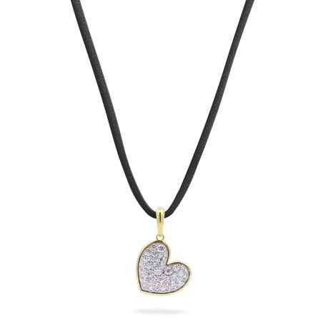 COLLANA CHOKER NERO CON CUORE PAVE' RUE DES MILLE  CNZ-018 M1CUO AU RUE DES MILLE