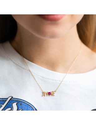 GIROCOLLO ZIRCONE E SCRITTA  AMORE RUE DES MILLE
