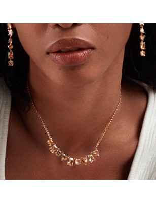 COLLANA CORTA GEMA ZIRCONI CHAMPAGNE DONNA ROSATO 
