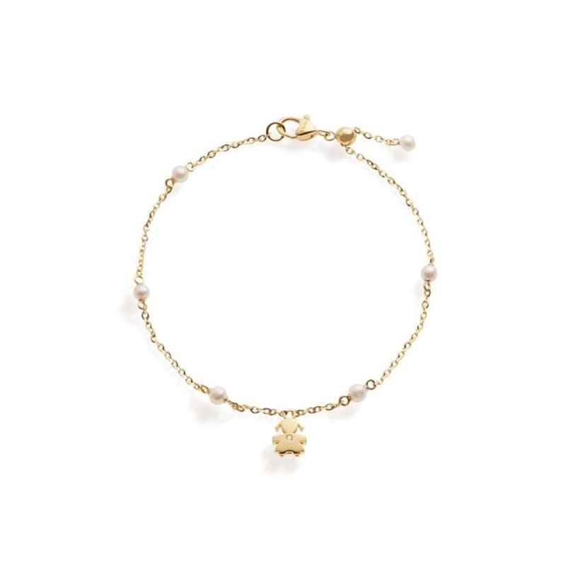BRACCIALE BIMBA ORO GIALLO DIAMANTE LE PERLE DONNA LE BEBE' 