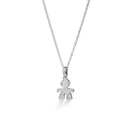 COLLANA BIMBO ORO BIANCO PAVE DIAMANTI I PREZIOSI LE BEBE' LBB151 LE BEBE'