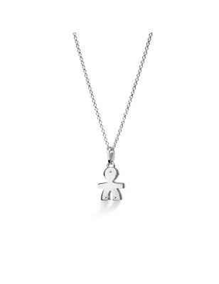 COLLANA BIMBO ORO BIANCO PAVE DIAMANTI I PREZIOSI LE BEBE'