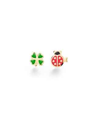ORECCHINI FORTUNA COCCINELLA QUADRIFOGLIO PRIMEGIOIE LE BEBE' PMG053 LE BEBE'