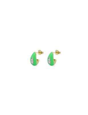 ORECCHINI A GOCCIA SMALTO VERDE DONNA RUE DES MILLE COLORFUN OR-023 GOC VE AU RUE DES MILLE