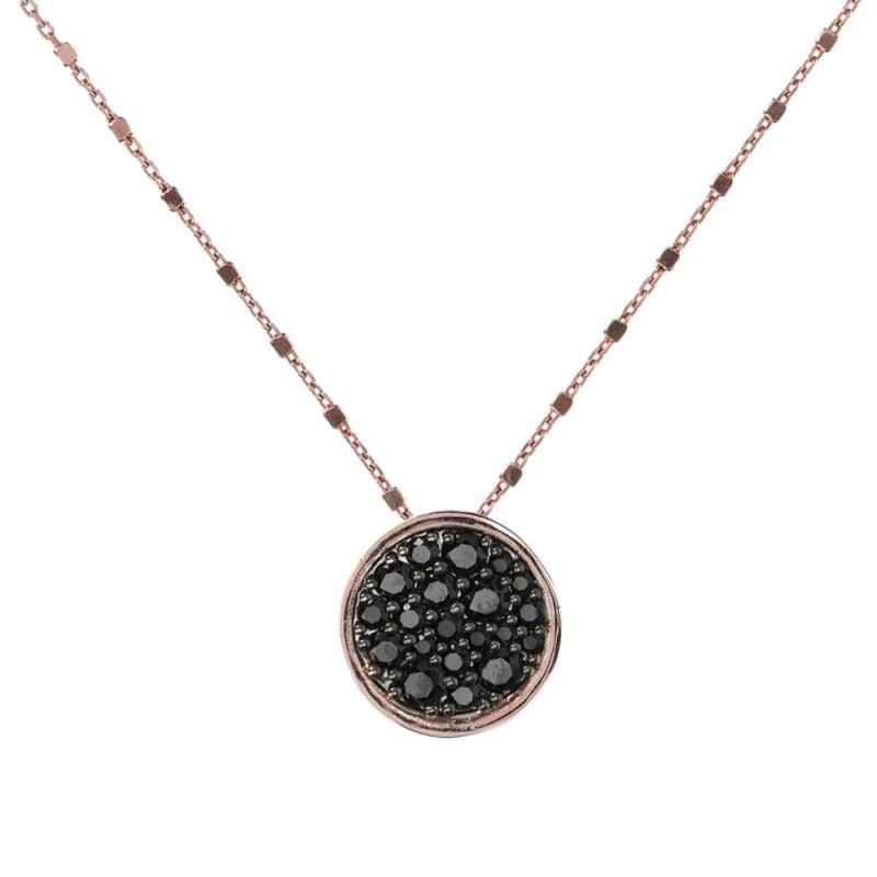 COLLANA PENDENTE TONDO PAVE' NERO DONNA BRONZALLURE COLLANA PENDENTE TONDO PAVE' NERO DONNA BRONZALLURE