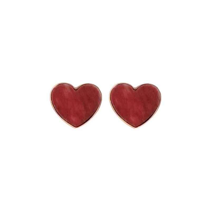 ORECCHINI CUORE A LOBO QUARZITE ROSSO BRONZALLURE