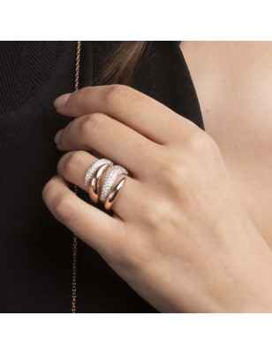 ANELLO A FASCIA CONTRARIE' E PAVE' ZIRCONI DONNA BRONZALLURE  WSBZ00526.WR-14 BRONZALLURE