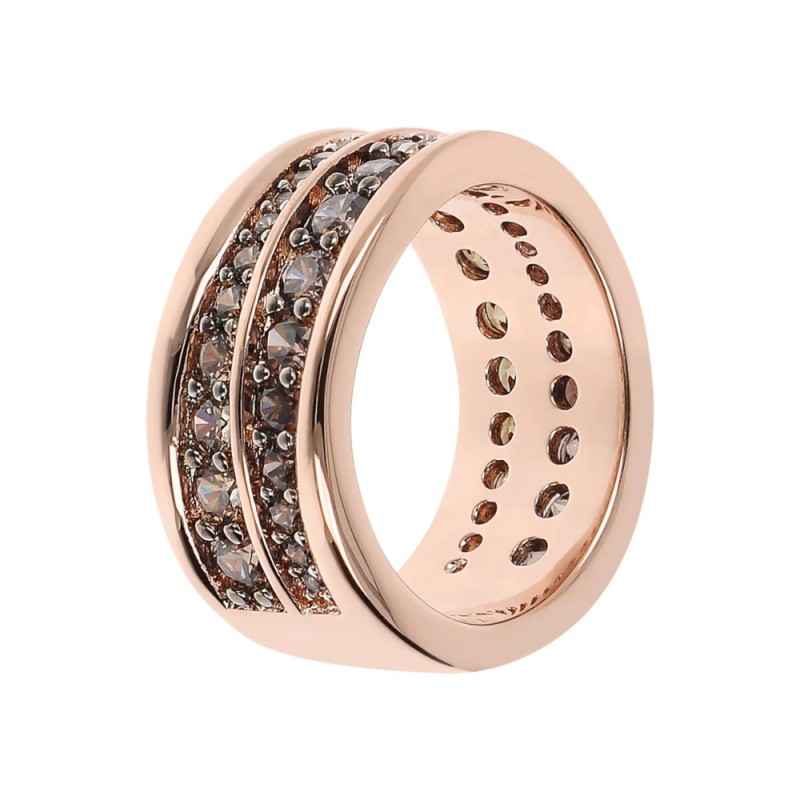 ANELLO A FASCIA DOPPIA ONDA MARRONE MIS.14 DONNA BRONZALLURE 