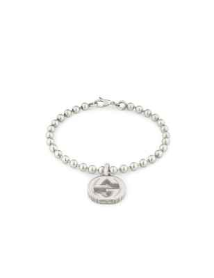 BRACCIALE IN ARGENTO CON CIONDOLO 18CM DONNA GUCCI INTERLOCKING G YBA479226001018 GUCCI