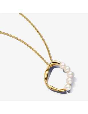 COLLANA CERCHIO LINEA SINUOSA E PERLE DONNA PANDORA  363254C01-60 PANDORA
