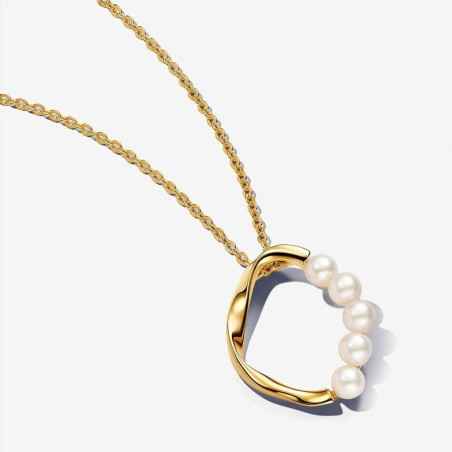 COLLANA CERCHIO LINEA SINUOSA E PERLE DONNA PANDORA  363254C01-60 PANDORA