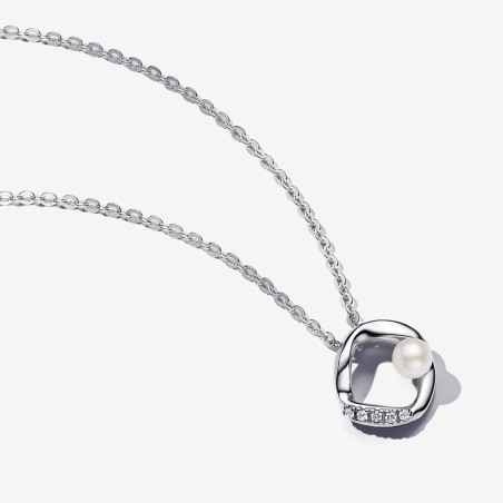 COLLANA CERCHIO LINEA SINUOSA PERLA DONNA PANDORA  393303C01-45 PANDORA