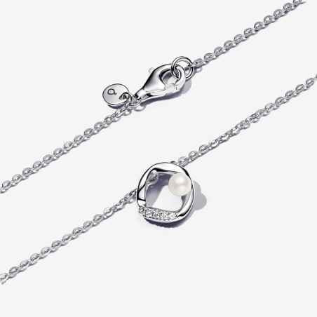 COLLANA CERCHIO LINEA SINUOSA PERLA DONNA PANDORA 
