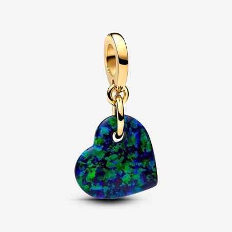 CHARM PENDENTE CUORE OPALE VERDE E BLU PANDORA 763348C01 PANDORA